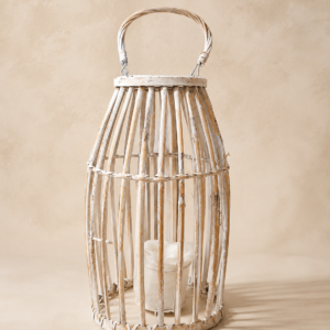 Houten windlicht - wit